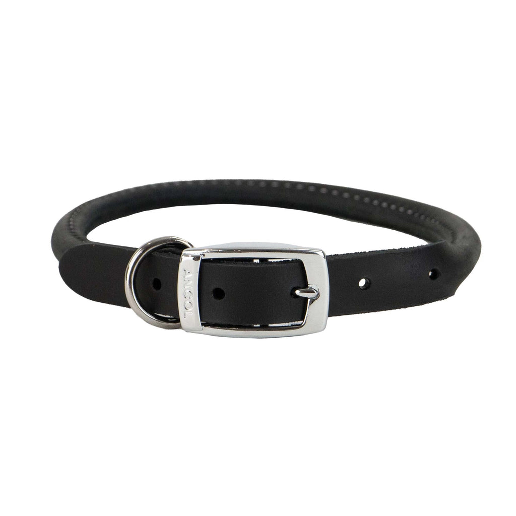 Heritage Rolled Leather Collar Black