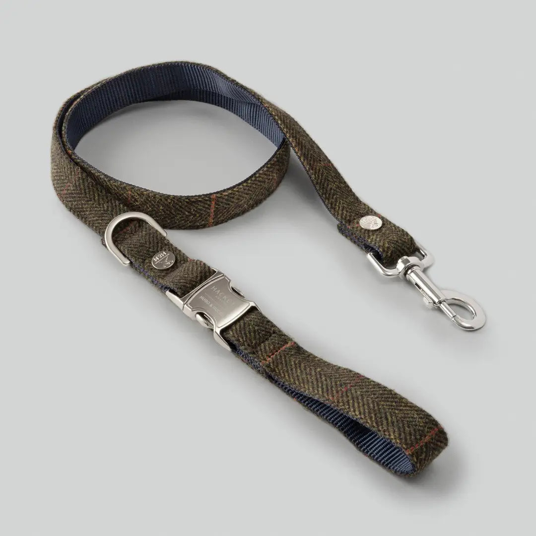 Hackett X Hugo Hudson Dark Green Checked Tweed Dog Lead