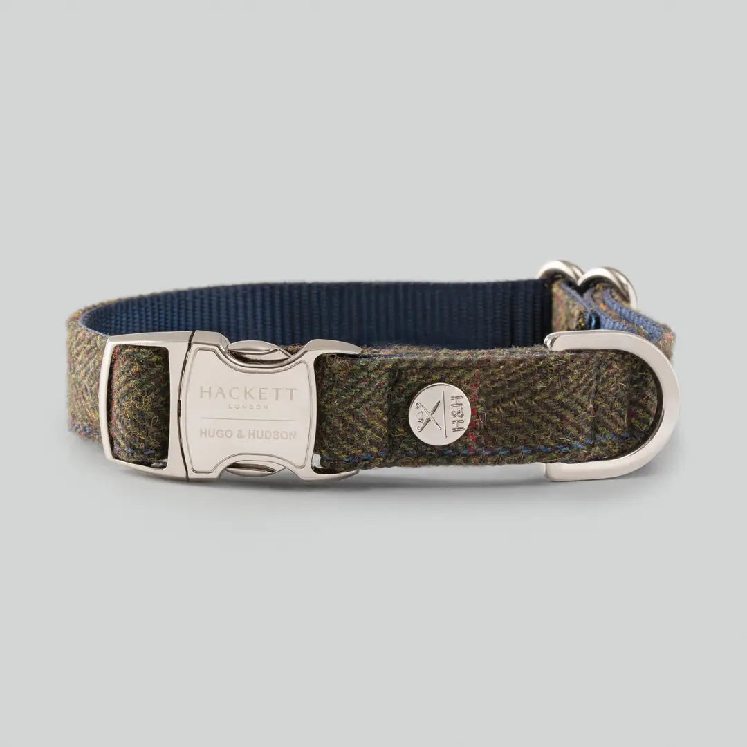 Hackett X Hugo Hudson Dark Green Checked Tweed Dog Collar